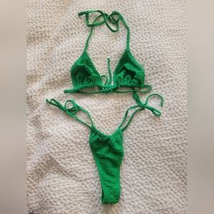 Victorias Secret Green Triangle Bikini Set